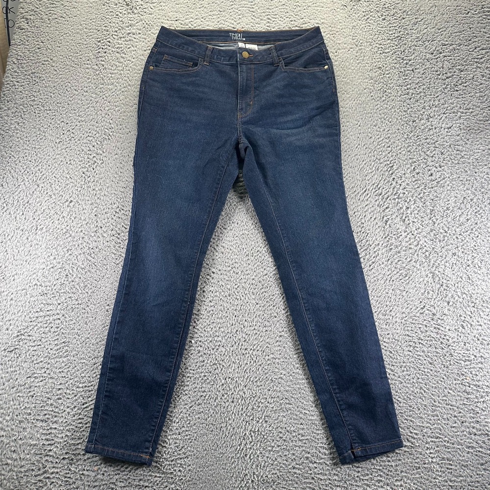 Time And Tru Jeans Women 12 Blue Cotton Denim Skinny Ankle Curvy Travel Workwear